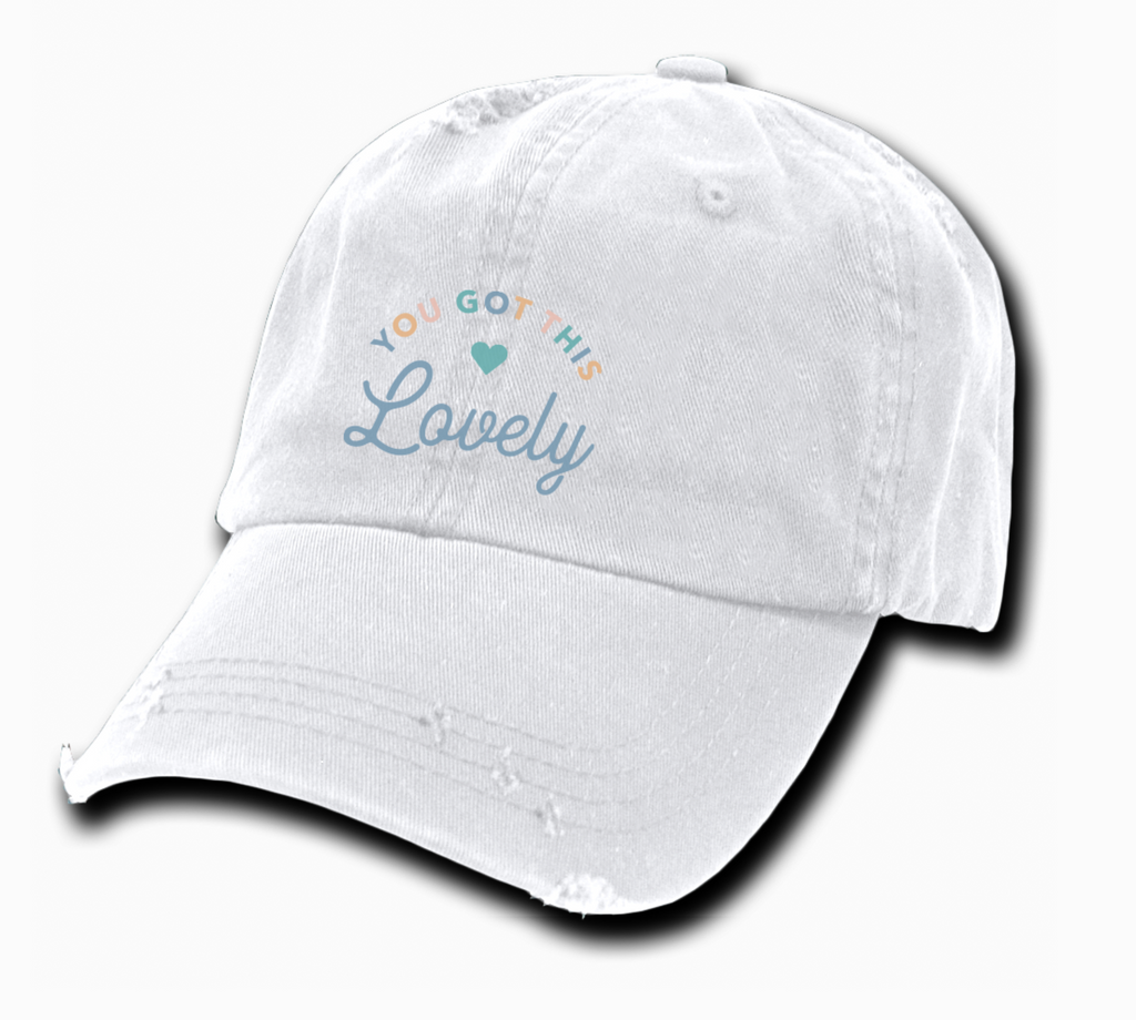PRESALE - Lovely - Distressed Dad Cap - White